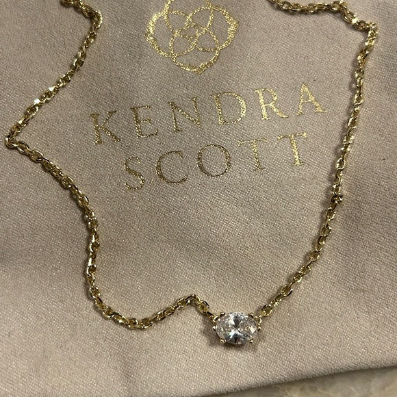 Kendra Scott Gold Necklace with White CZ Sparkling Stone - Picture 2 of 7